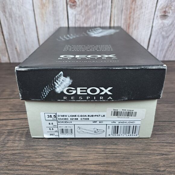 Geox Respira Lione Patent Leather Suede Slip On Loafer Women's 8.5 Bordeaux NIB - Picture 10 of 10